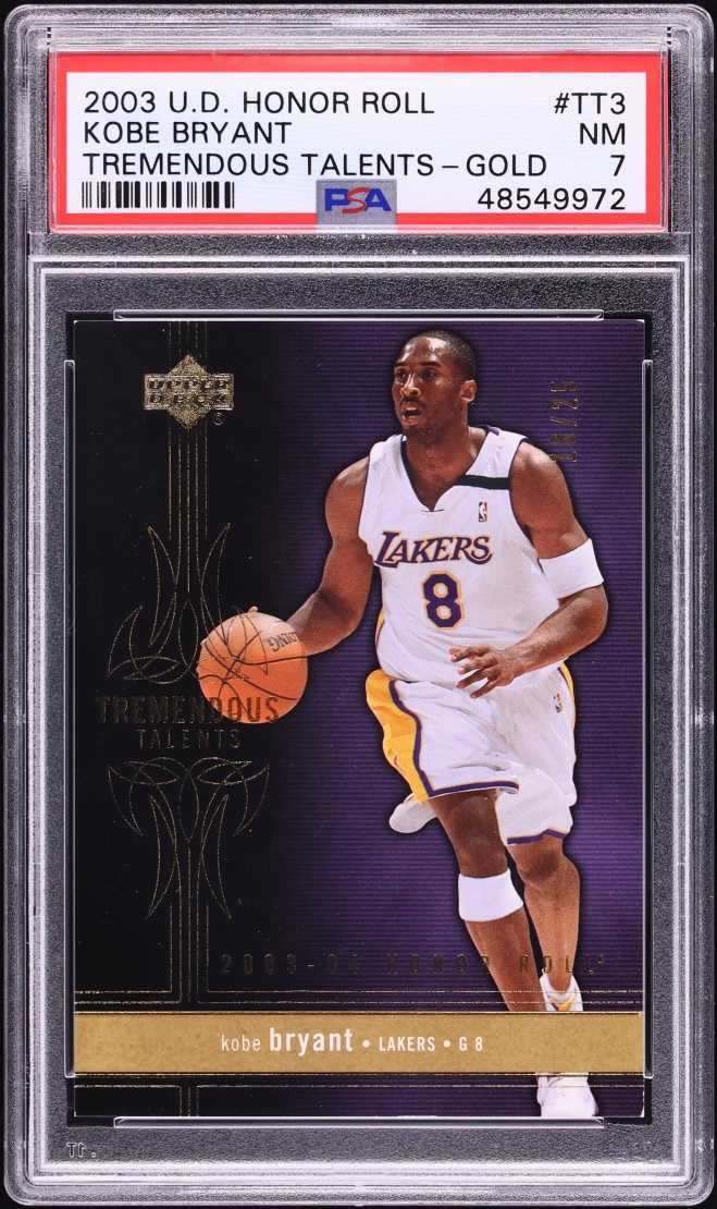 2003 Upper Deck Honor Roll Tremendous Talents Gold Kobe Bryant /25 #TT3 PSA 7 NRMT