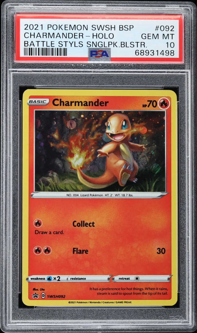 2021 Pokemon Sword & Shield Black Star Promo Battle Styles Holo Charmander #92 PSA 10 GEM MINT