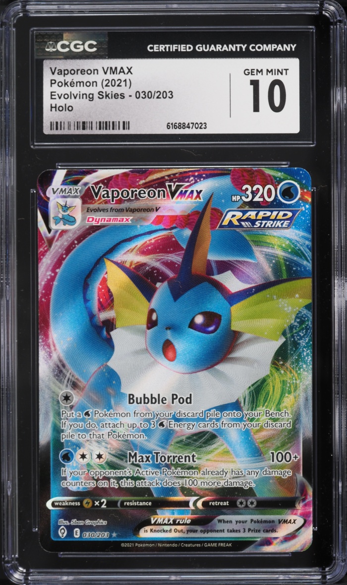 2021 Pokemon Sword & Shield Evolving Skies Full Art Vaporeon VMAX #30 CGC 10 GEM MINT