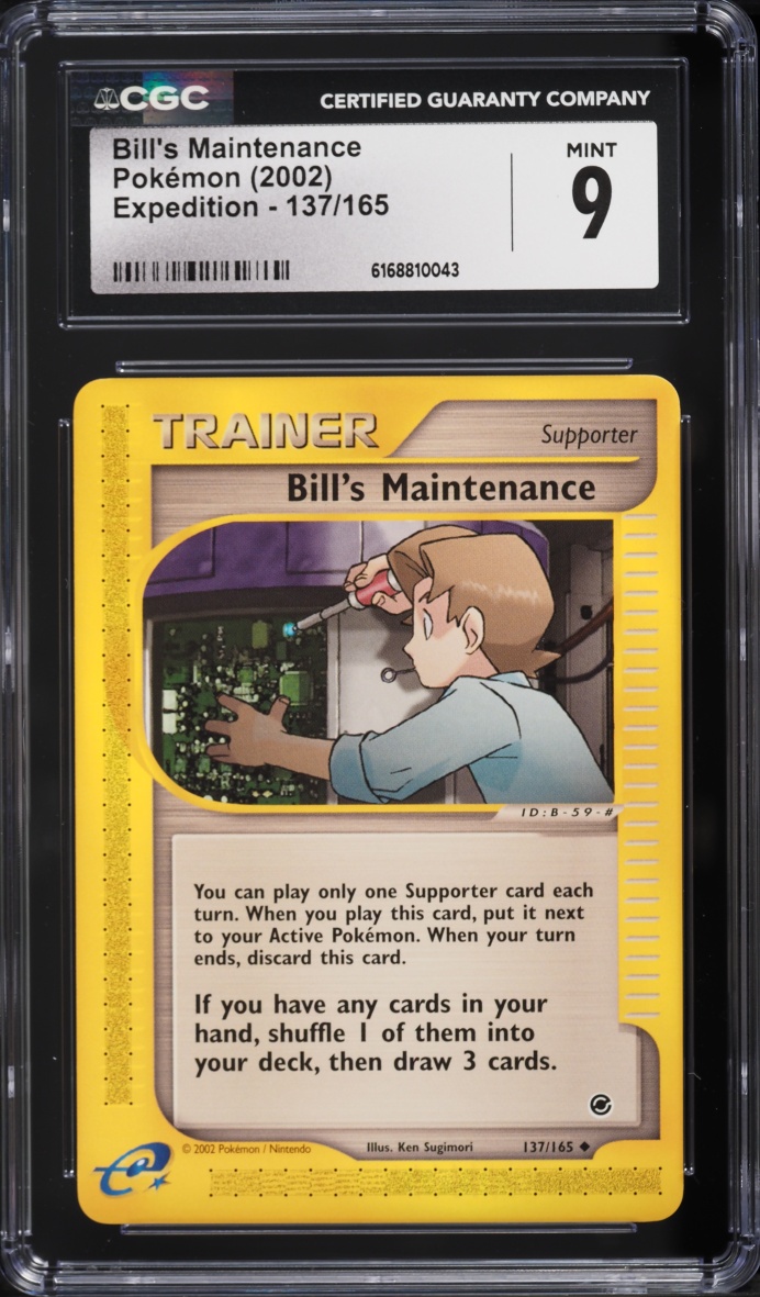 2002 Pokemon E-Card Expedition Base Set Bill's Maintenance #137 CGC 9 MINT