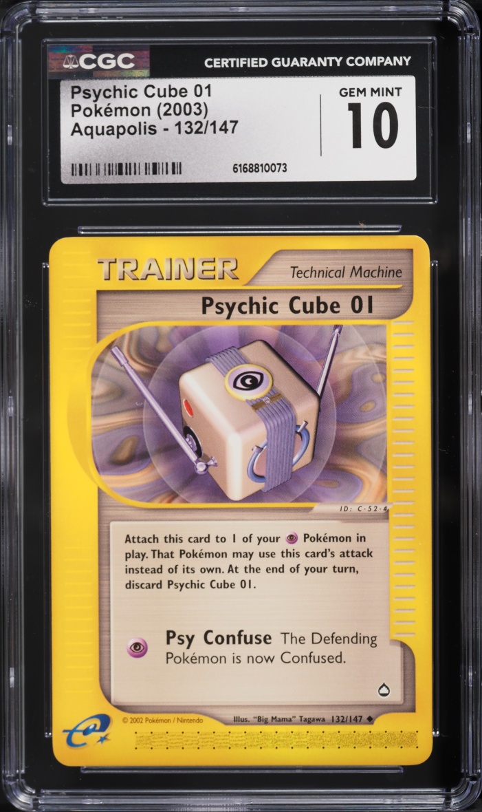 2003 Pokemon E-Card Aquapolis Psychic Cube 01 #132 CGC 10 GEM MINT