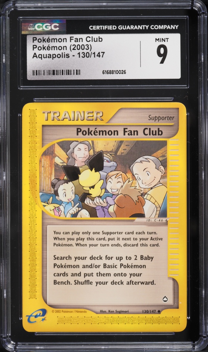 2003 Pokemon E-Card Aquapolis Pokemon Fan Club #130 CGC 9 MINT