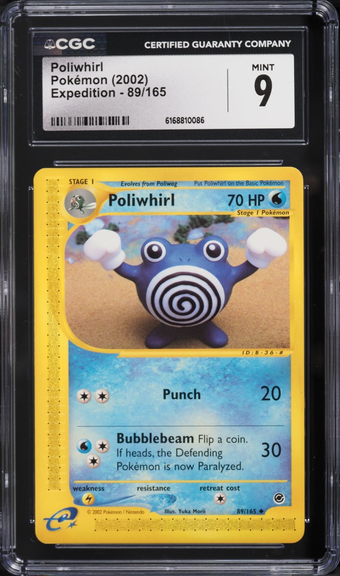 2002 Pokemon E-Card Expedition Base Set Poliwhirl #89 CGC 9 MINT