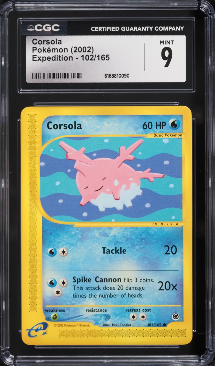2002 Pokemon E-Card Expedition Base Set Corsola #102 CGC 9 MINT