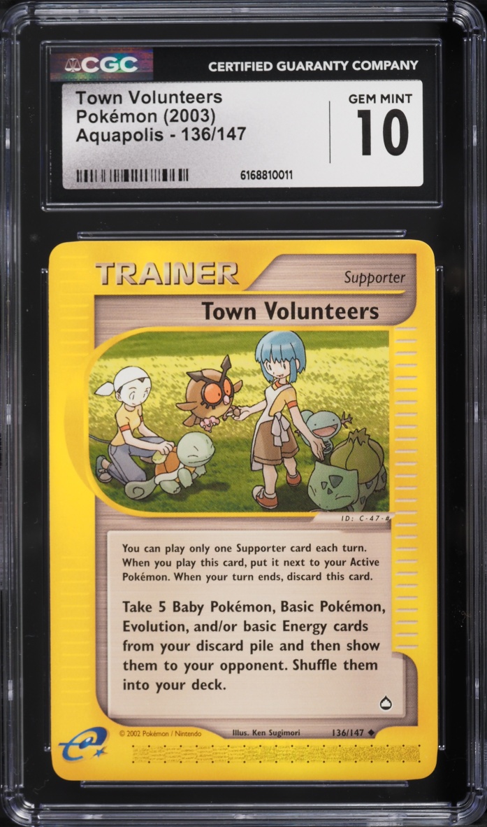 2003 Pokemon E-Card Aquapolis Town Volunteers #136 CGC 10 GEM MINT