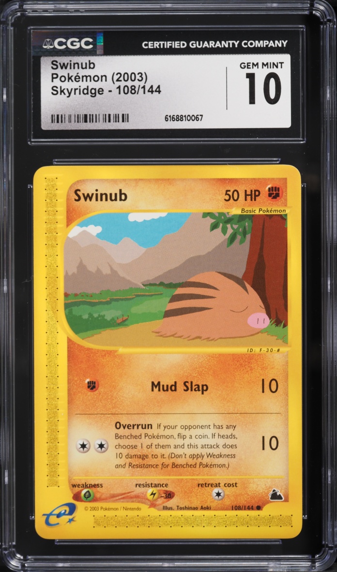 2003 Pokemon E-Card Skyridge Swinub #108 CGC 10 GEM MINT
