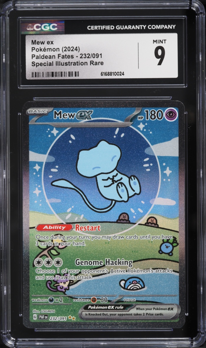 2024 Pokemon Scarlet & Violet Paldean Fates SIR Shiny Mew Ex #232 CGC 9 MINT