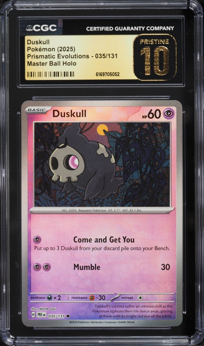2025 Pokemon Scarlet & Violet Prismatic Evolutions Master Ball Holo Duskull #35 CGC 10 PRISTINE