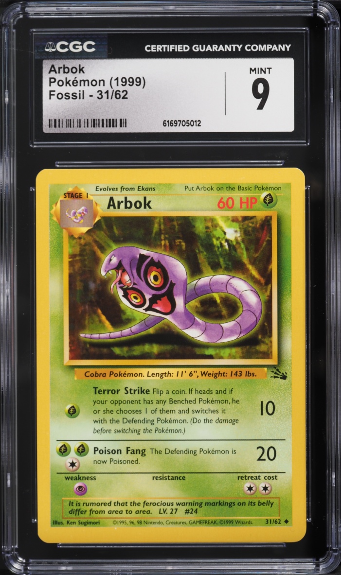 1999 Pokemon Fossil Arbok #31 CGC 9 MINT