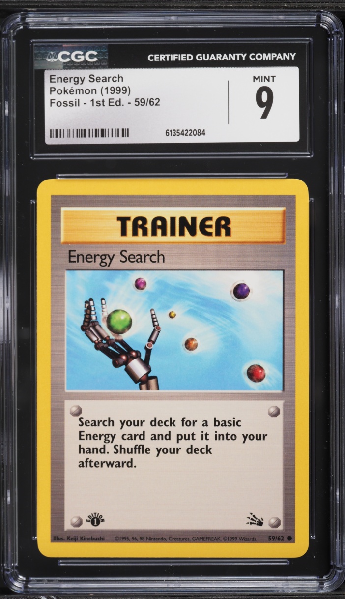 1999 Pokemon Fossil 1st Edition Energy Search #59 CGC 9 MINT
