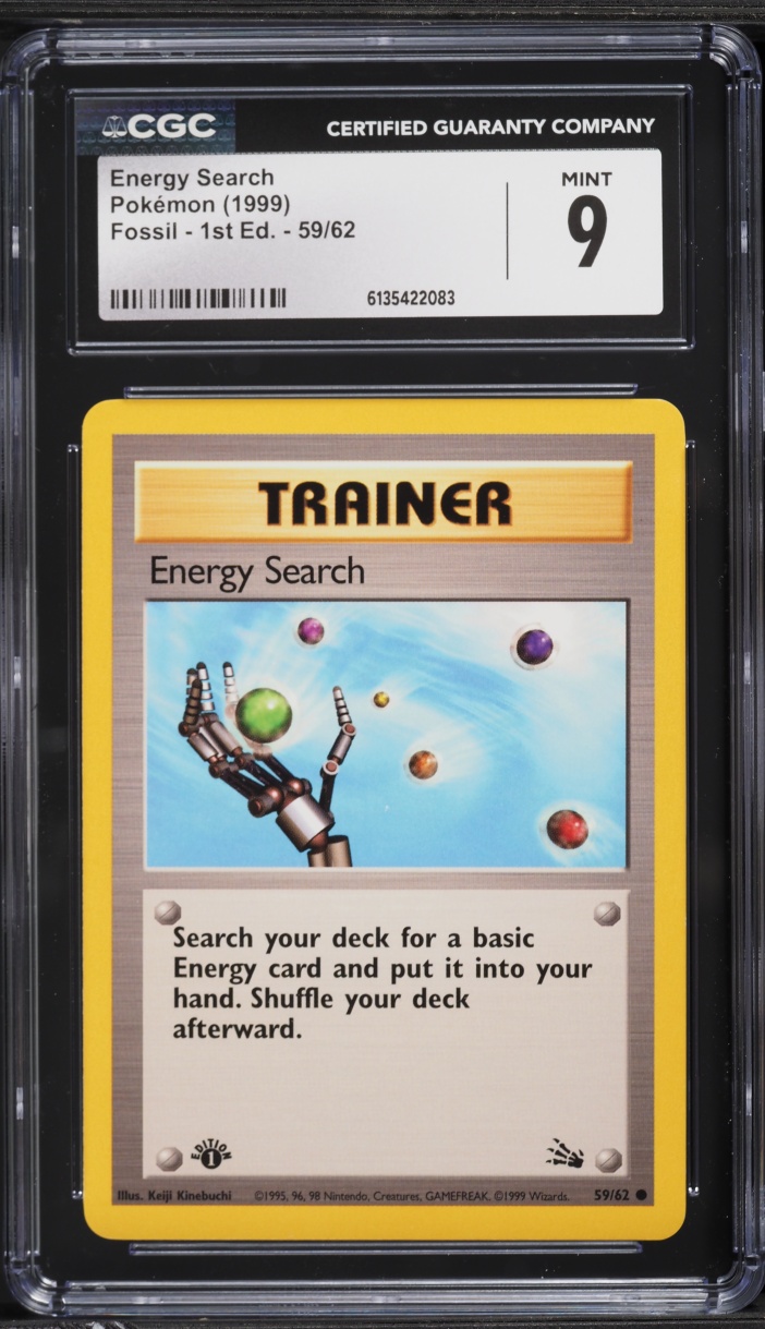 1999 Pokemon Fossil 1st Edition Energy Search #59 CGC 9 MINT