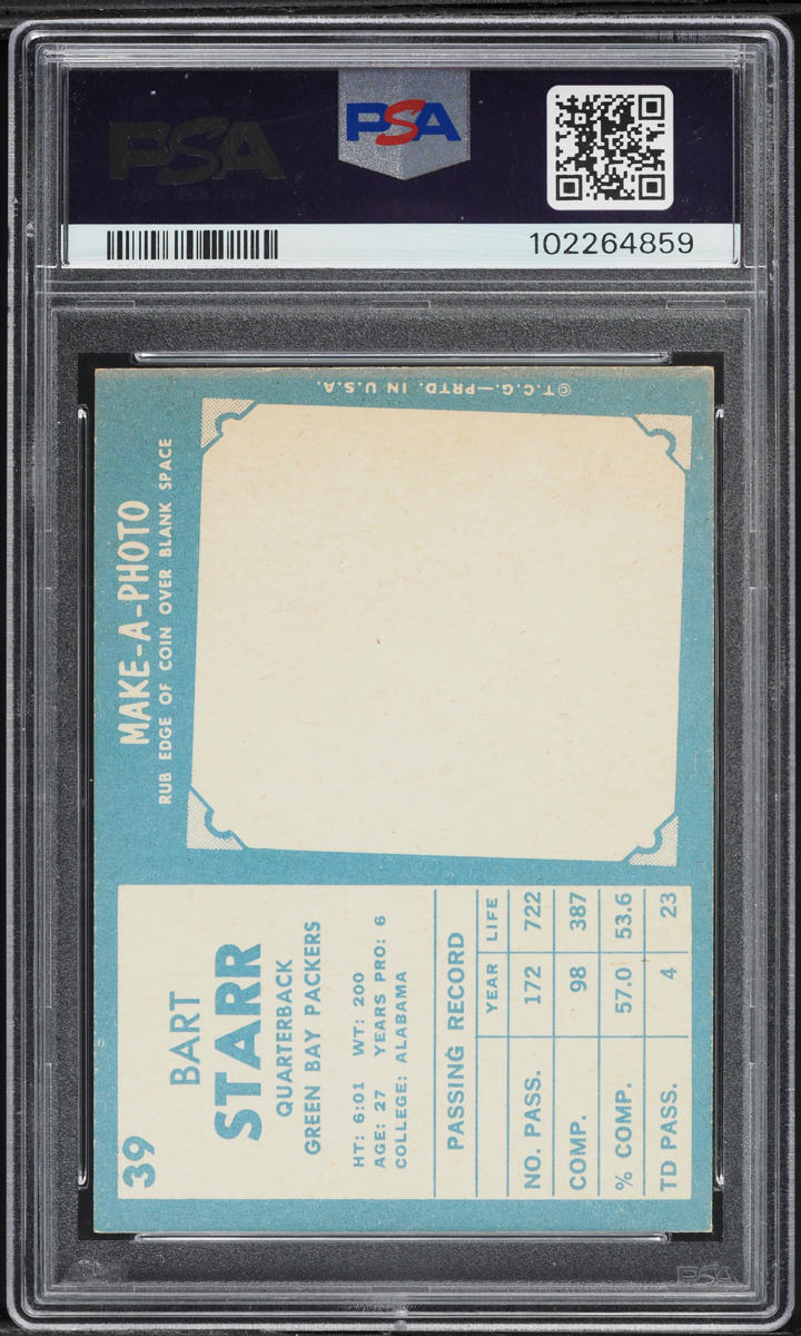 1961 Topps Football Bart Starr #39 PSA 6 EXMT