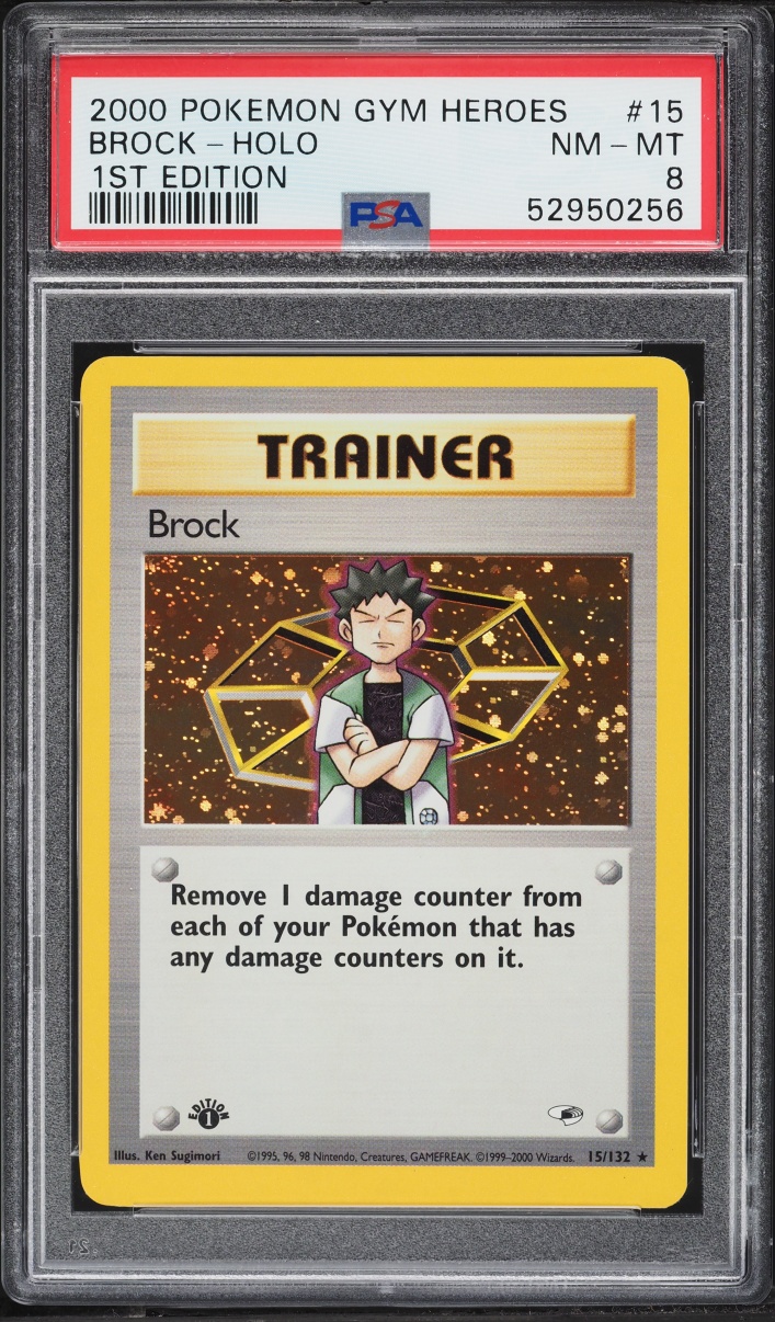 2000 Pokemon Gym Heroes 1st Edition Holo Brock #15 PSA 8 NM-MT