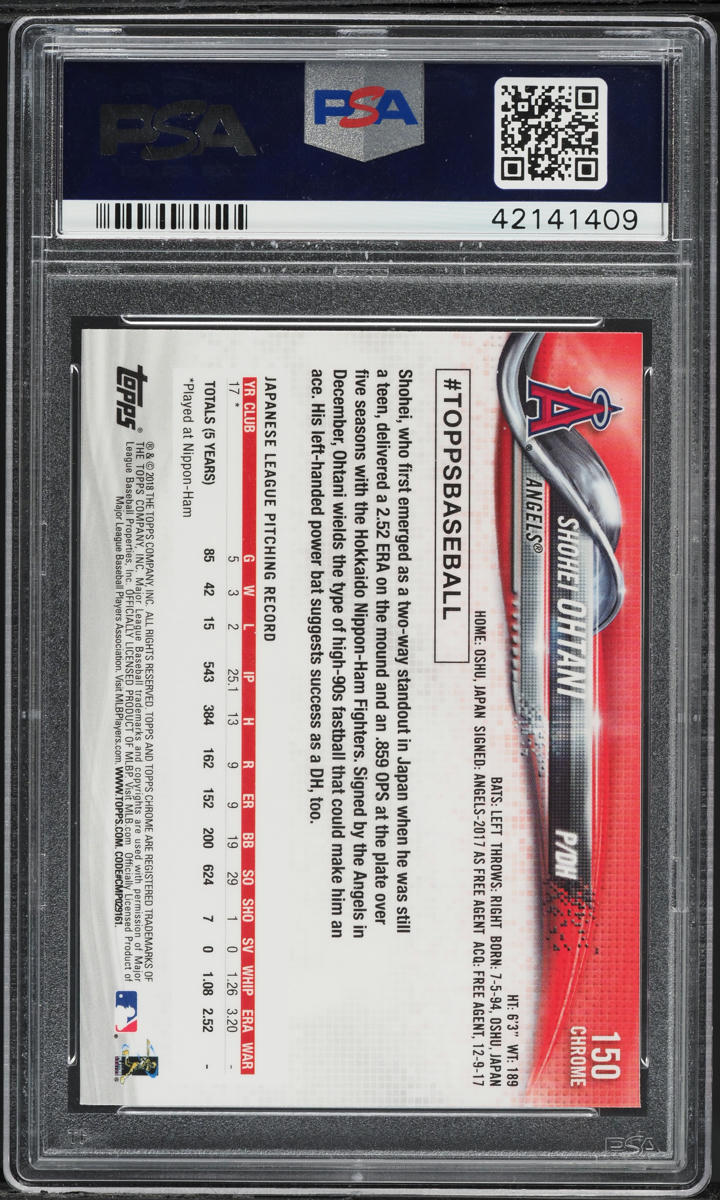 2018 Topps Chrome Prism Refractor Shohei Ohtani ROOKIE #150 PSA 10 GEM MINT