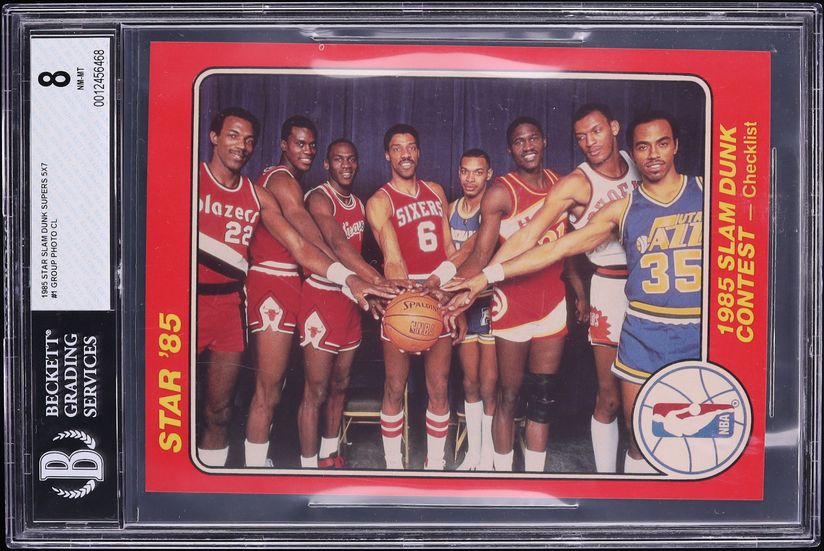1985 Star Slam Dunk Supers 5x7 Group Photo w/ Michael Jordan ROOKIE #1 BGS 8 NM-MT