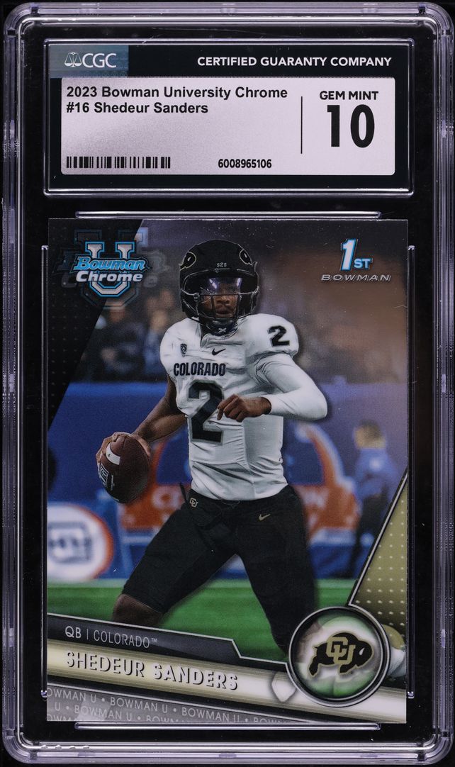 2023 Bowman Chrome University Shedeur Sanders ROOKIE #16 CGC 10 GEM MINT