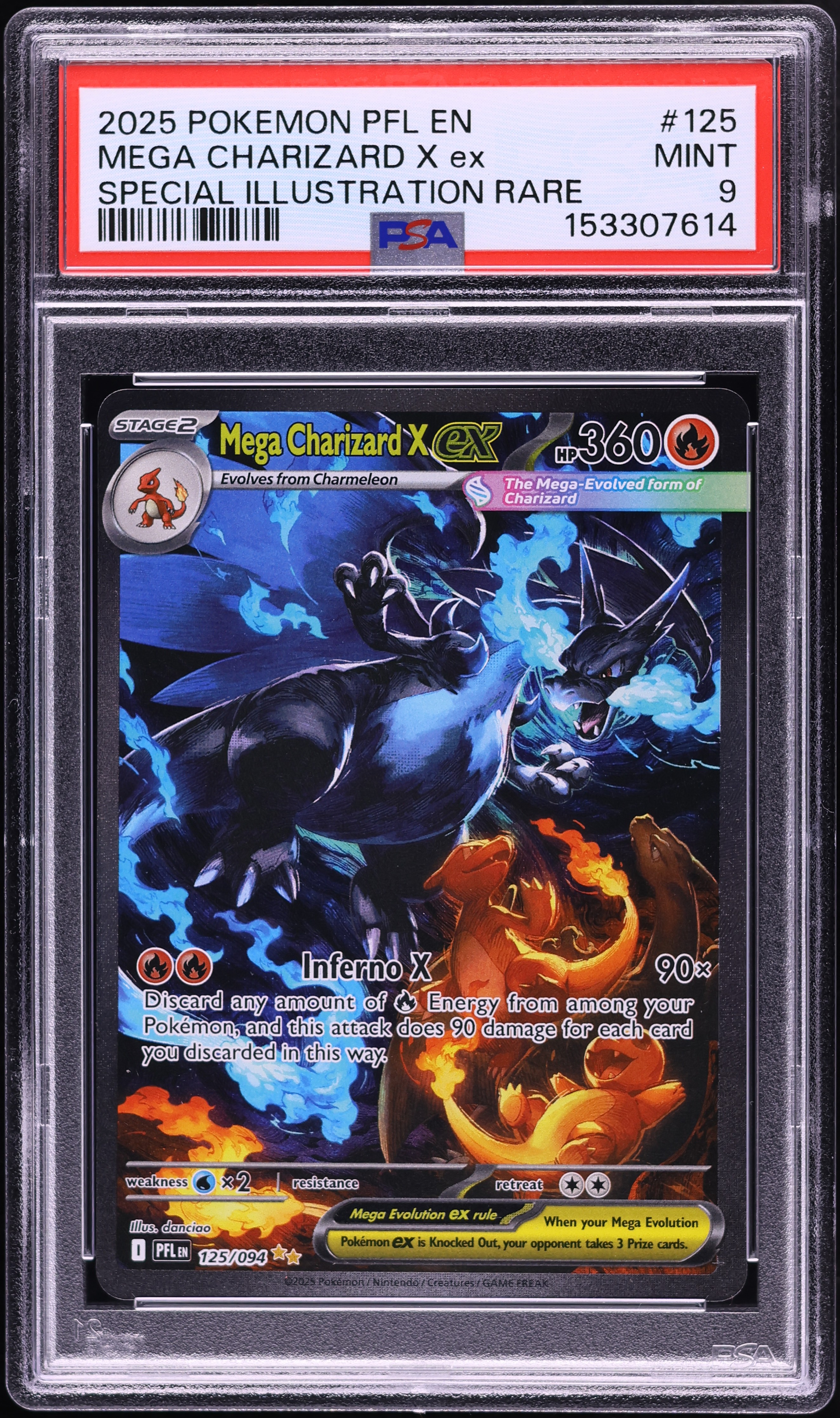 2025 Pokemon Mega Evolution Phantasmal Flames SIR Mega Charizard X Ex #125 PSA 9 MINT
