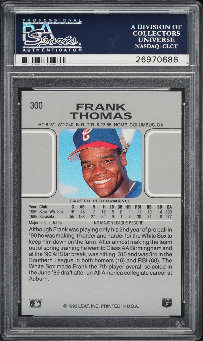 1990 Leaf Frank Thomas ROOKIE #300 PSA 9 MINT