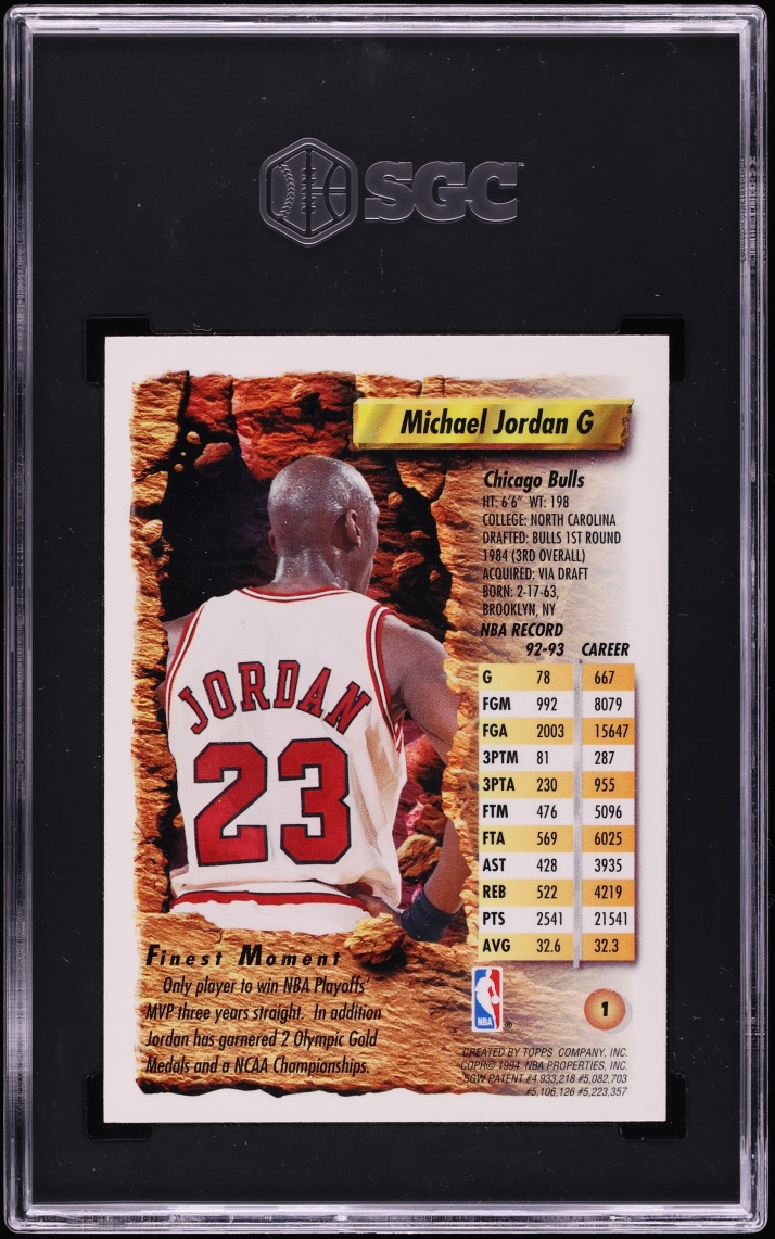 1993 Finest Basketball Refractor Michael Jordan #1 SGC 6 EXMT