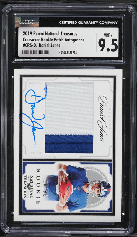 2019 National Treasures Platinum Daniel Jones ROOKIE NFL SHIELD