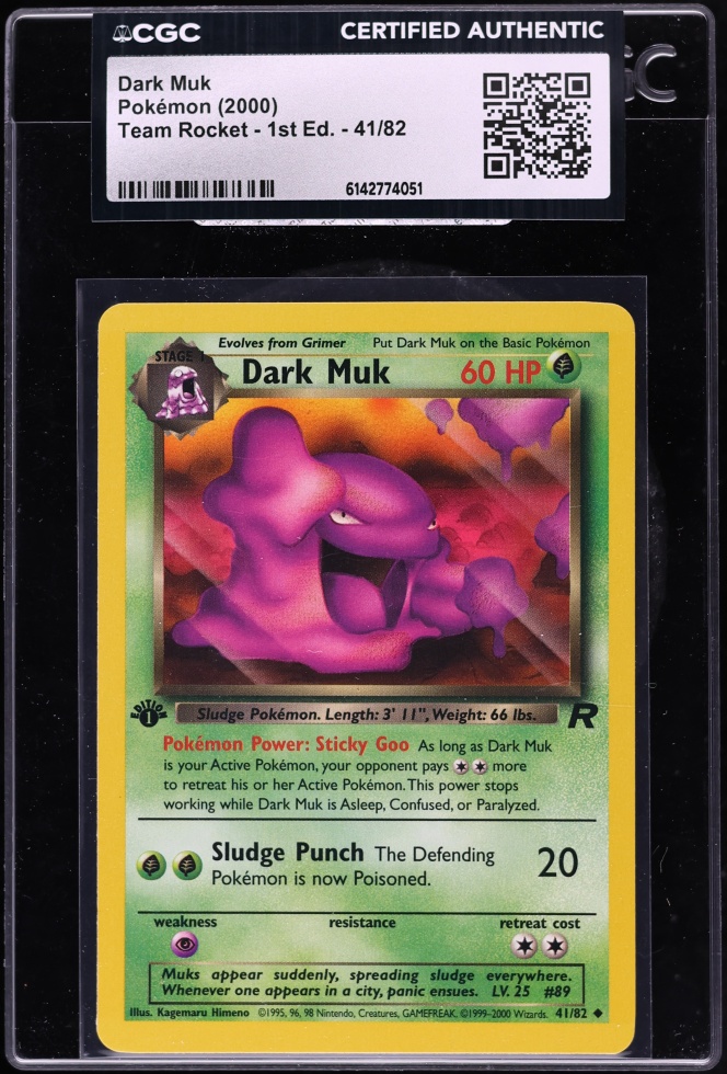 2000 Pokemon Team Rocket 1st Edition Dark Muk #41 CGC AUTH