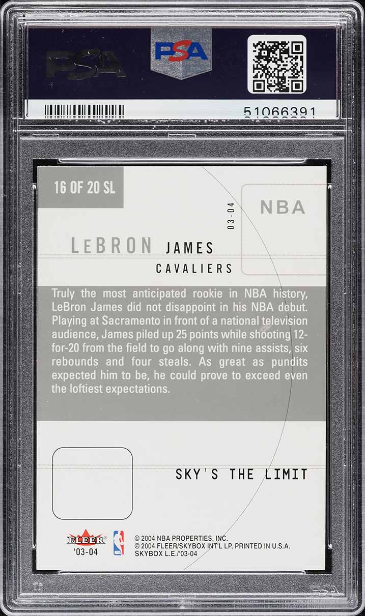 2003 Skybox Limited Edition Sky's The Limit LeBron James ROOKIE #16 PSA 10 GEM MINT