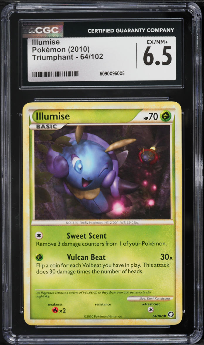 2010 Pokemon HeartGold & SoulSilver Triumphant Illumise #64 CGC 6.5 EXMT+