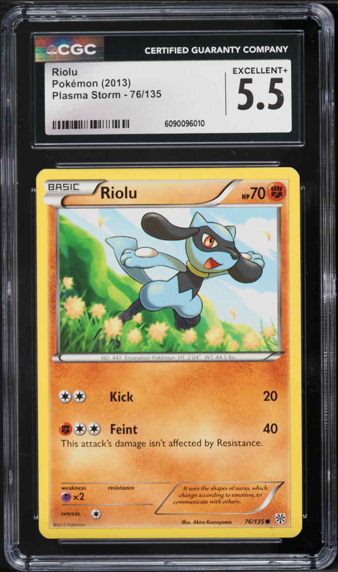 2013 Pokemon Black & White Plasma Storm Riolu #76 CGC 5.5 EX+