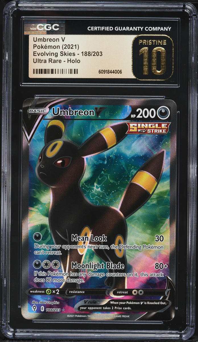 2021 Pokemon Sword & Shield Evolving Skies Full Art Umbreon V #188 CGC 10 PRISTINE