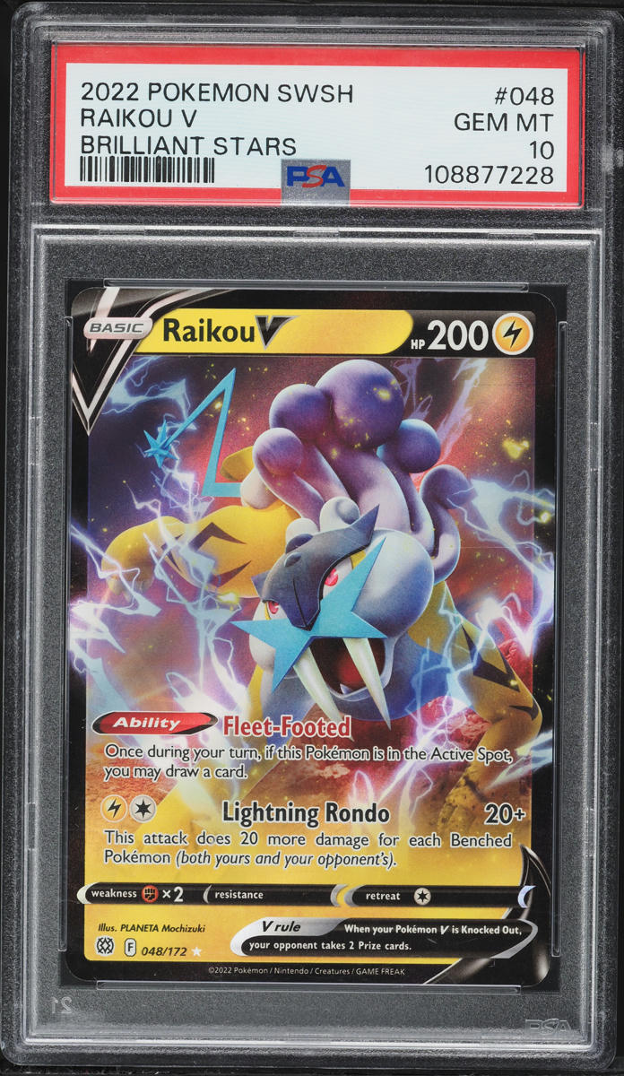 2022 Pokemon Sword & Shield Brilliant Stars Raikou V #48 PSA 10 GEM MINT