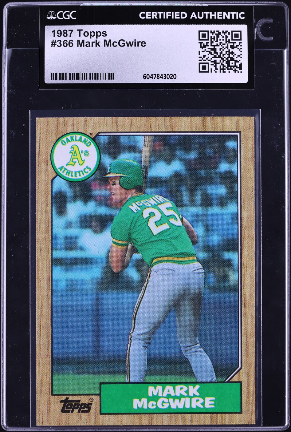 1987 Topps Mark McGwire ROOKIE #366 CGC AUTH
