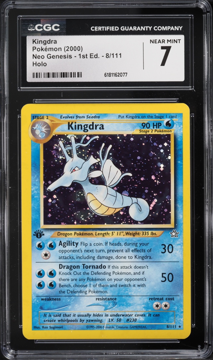 2000 Pokemon Neo Genesis 1st Edition Holo Kingdra #8 CGC 7 NRMT