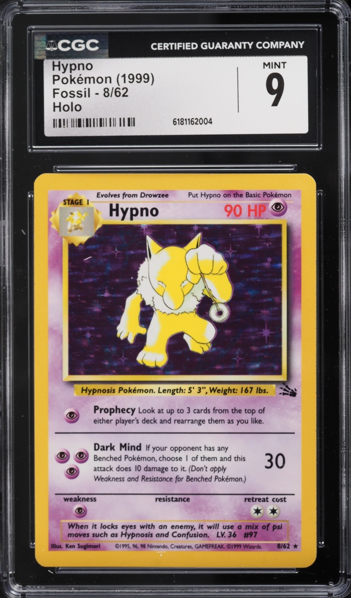 1999 Pokemon Fossil Holo Hypno #8 CGC 9 MINT