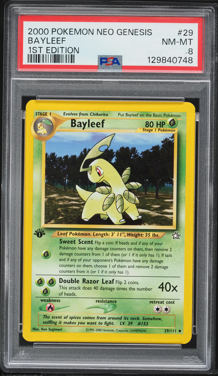 2000 Pokemon Neo Genesis 1st Edition Bayleef #29 PSA 8 NM-MT