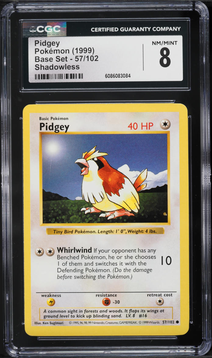1999 Pokemon Base Set Shadowless 1st Edition Pidgey #57 CGC 8 NM-MT