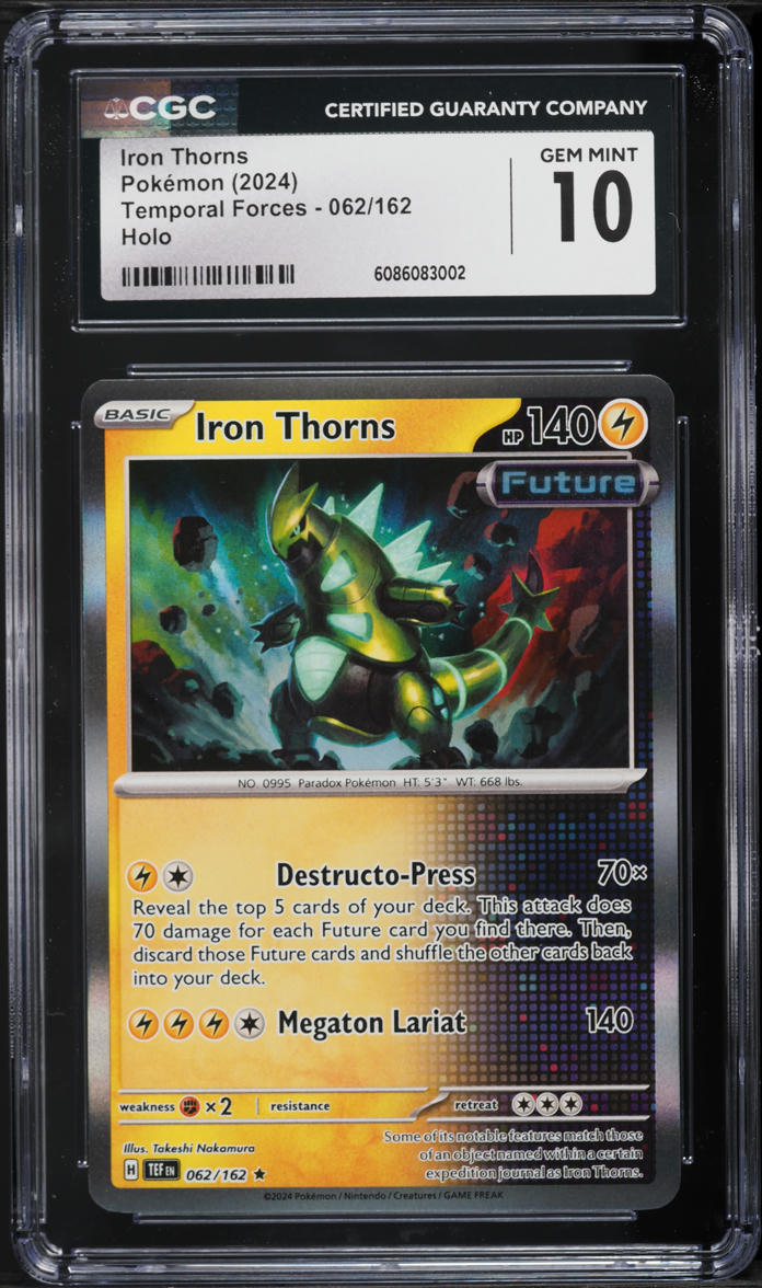 2024 Pokemon Scarlet & Violet Temporal Forces Holo Iron Thorns #62 CGC 10 GEM MINT