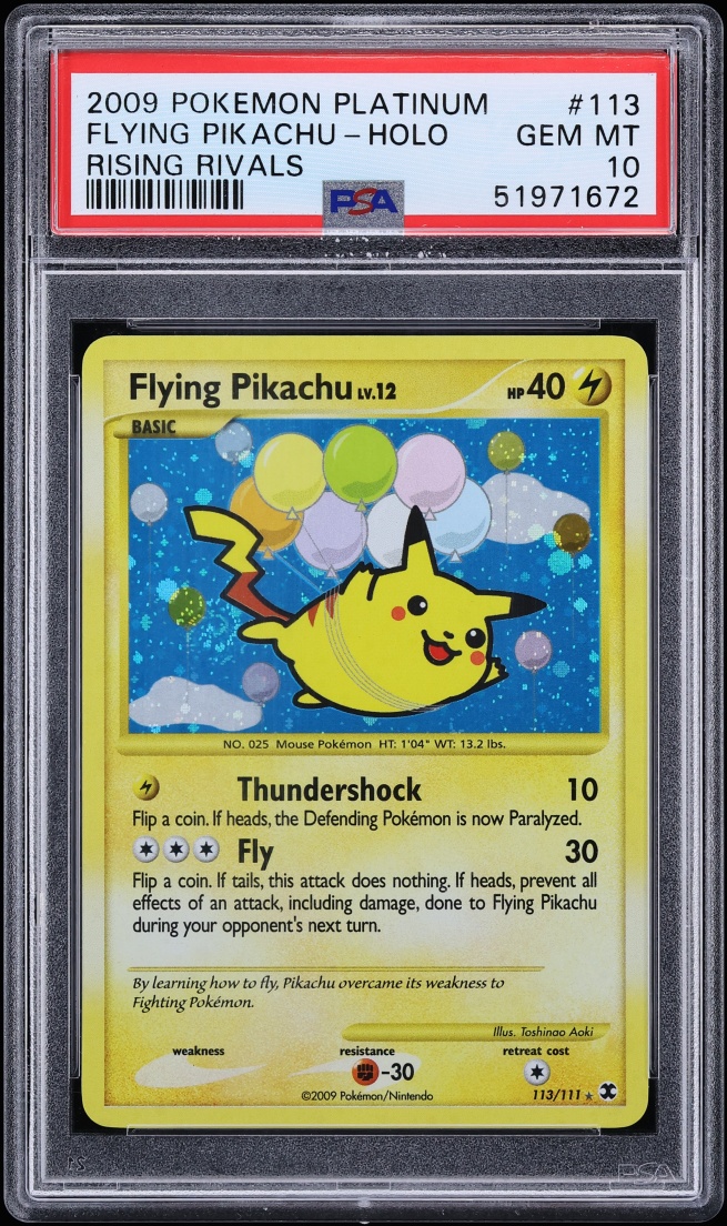 2009 Pokemon Platinum Rising Rivals Holo Flying Pikachu #113 PSA 10 GEM MINT