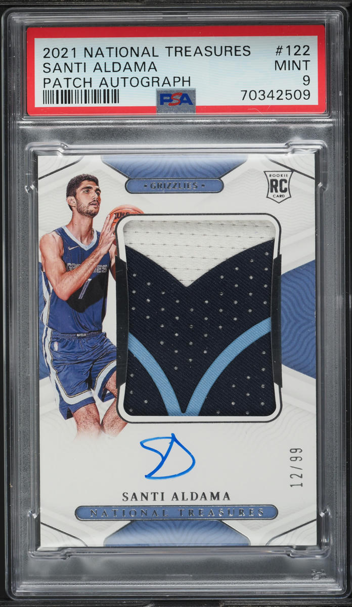 2021 National Treasures Santi Aldama ROOKIE PATCH AUTO /99 #122 PSA 9 MINT