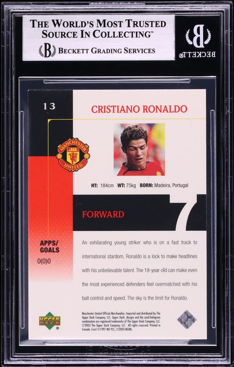 2003 Upper Deck Manchester United Gold Cristiano Ronaldo ROOKIE /7