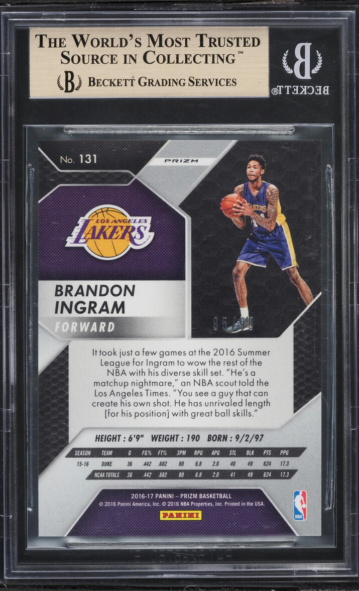 2016 Panini Prizm Blue Wave Brandon Ingram ROOKIE /99 #131 BGS 10 PRISTINE