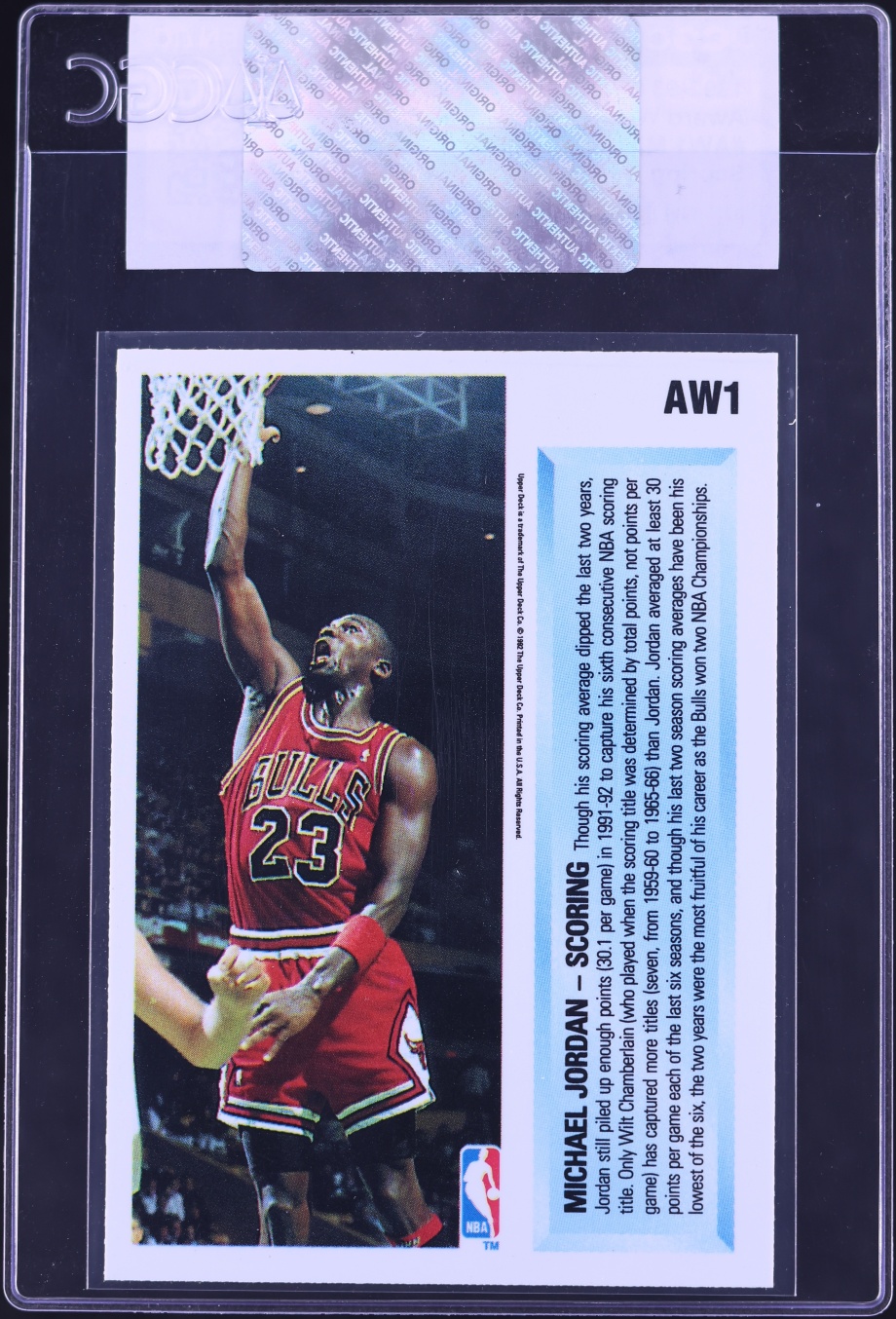 1992 Upper Deck Award Winner Holograms Scoring Michael Jordan #AW1 CGC AUTH
