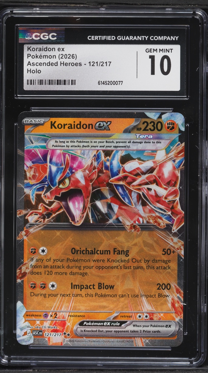 2026 Pokemon Mega Evolution Ascended Heroes Holo Koraidon ex #121 CGC 10 GEM MINT