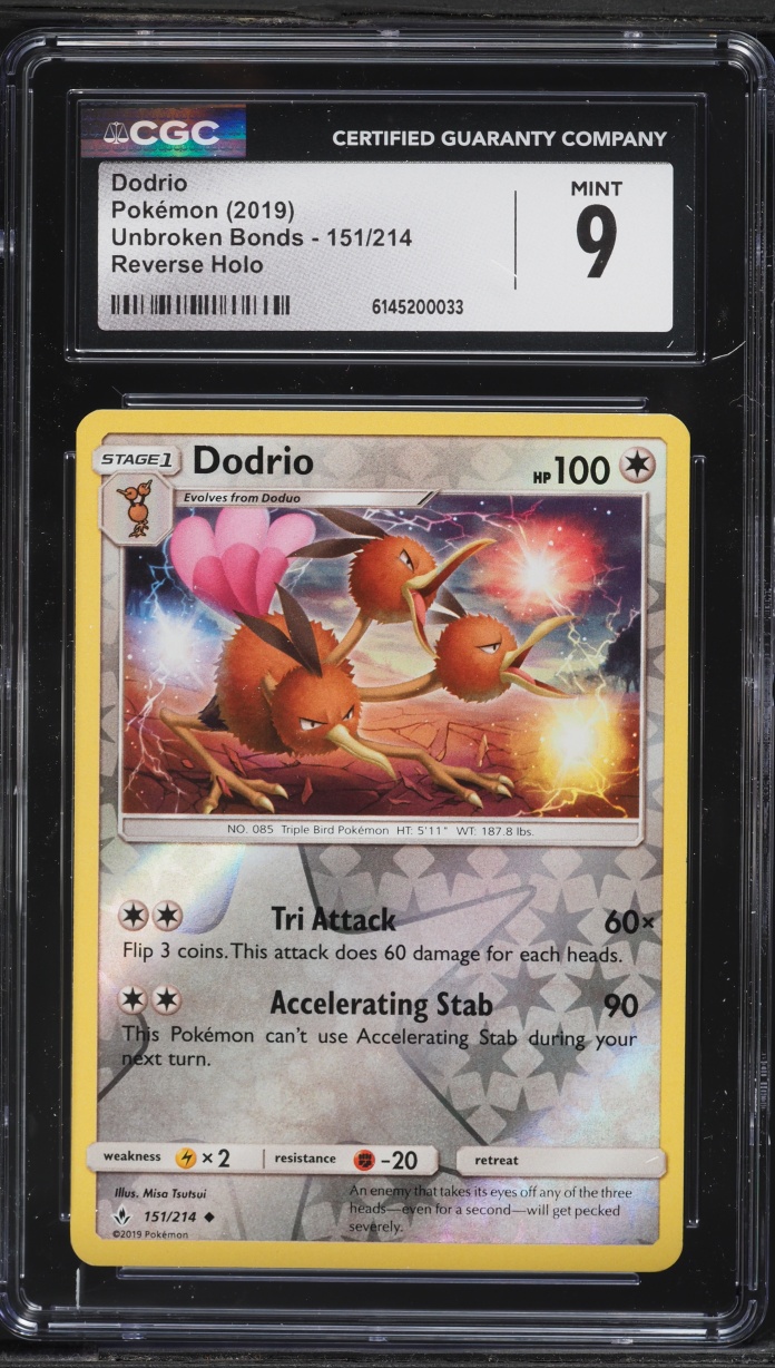 2019 Pokemon Sun & Moon Unbroken Bonds Reverse Holo Dodrio #151 CGC 9 MINT