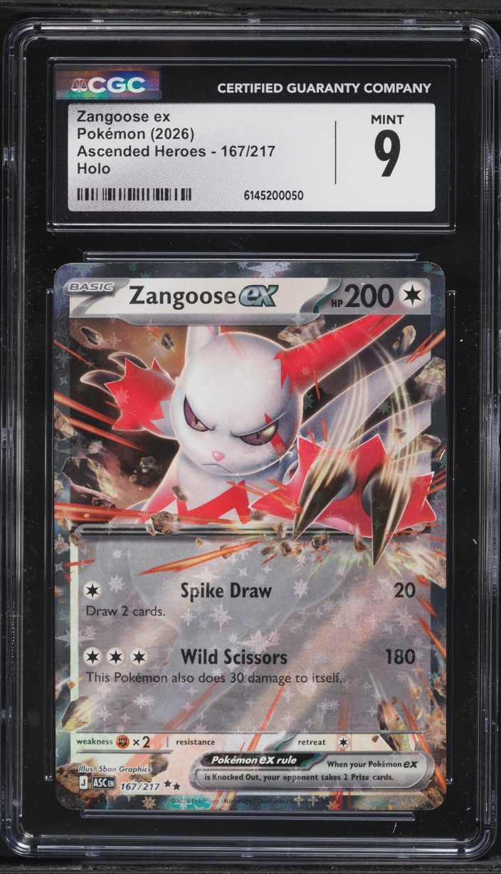 2026 Pokemon Mega Evolution Ascended Heroes Holo Zangoose ex #167 CGC 9 MINT