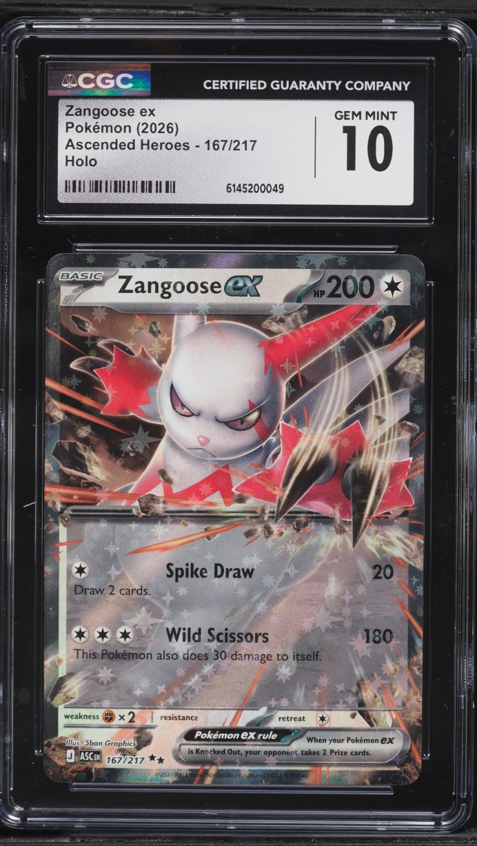 2026 Pokemon Mega Evolution Ascended Heroes Holo Zangoose ex #167 CGC 10 GEM MINT