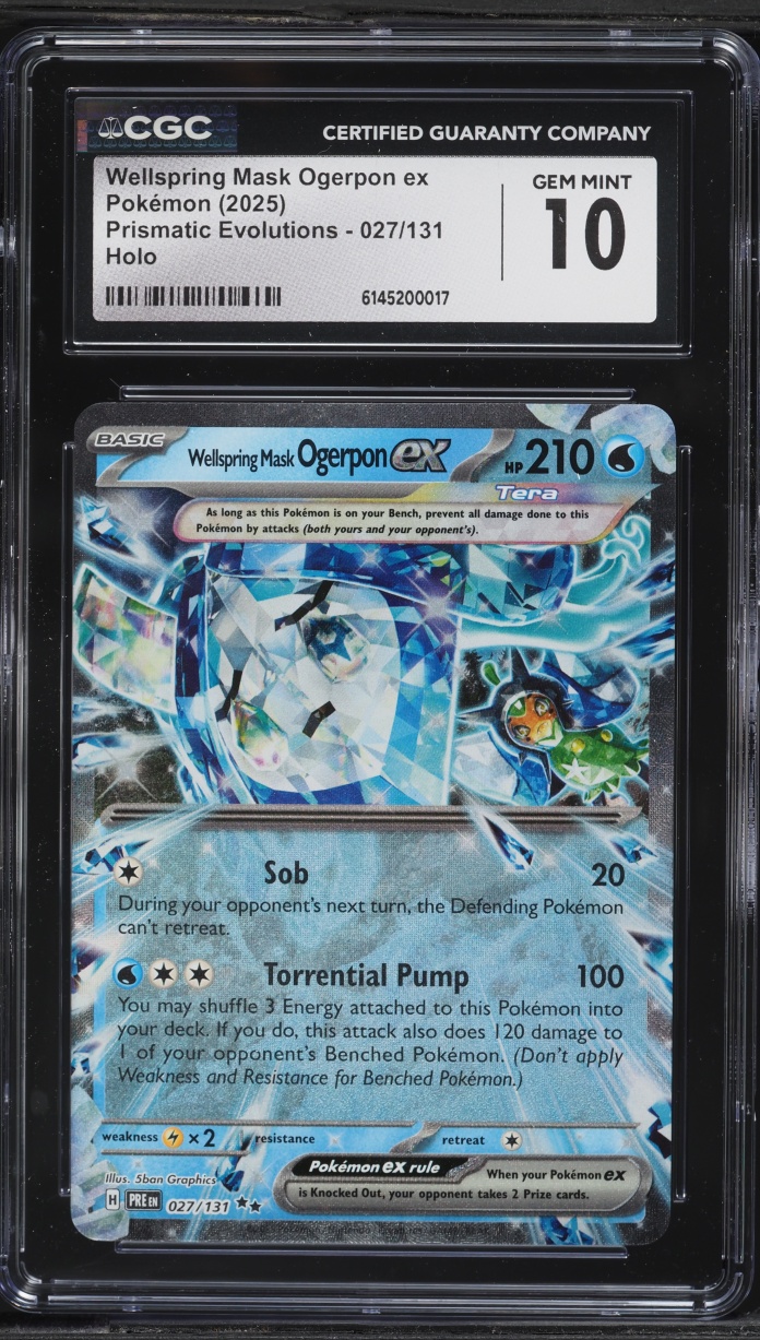 2025 Pokemon Scarlet & Violet Prismatic Evolutions Holo Wellspring Mask Ogerpon ex #27 CGC 10