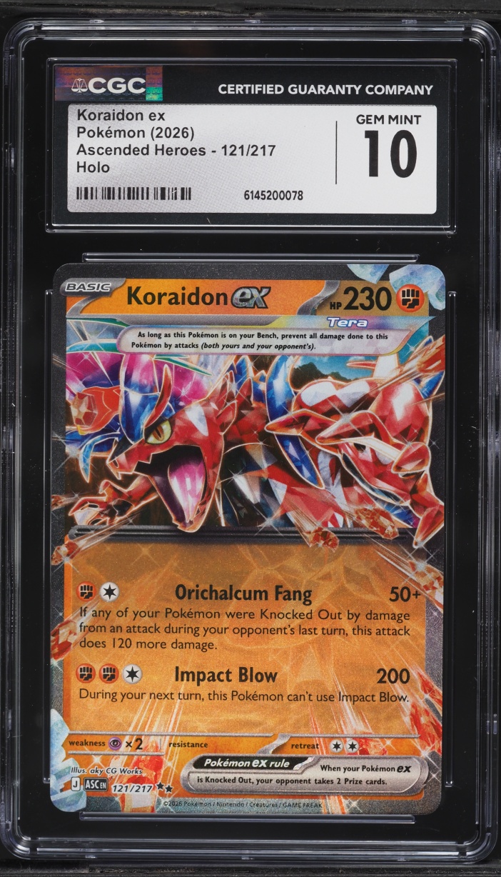 2026 Pokemon Mega Evolution Ascended Heroes Holo Koraidon ex #121 CGC 10 GEM MINT