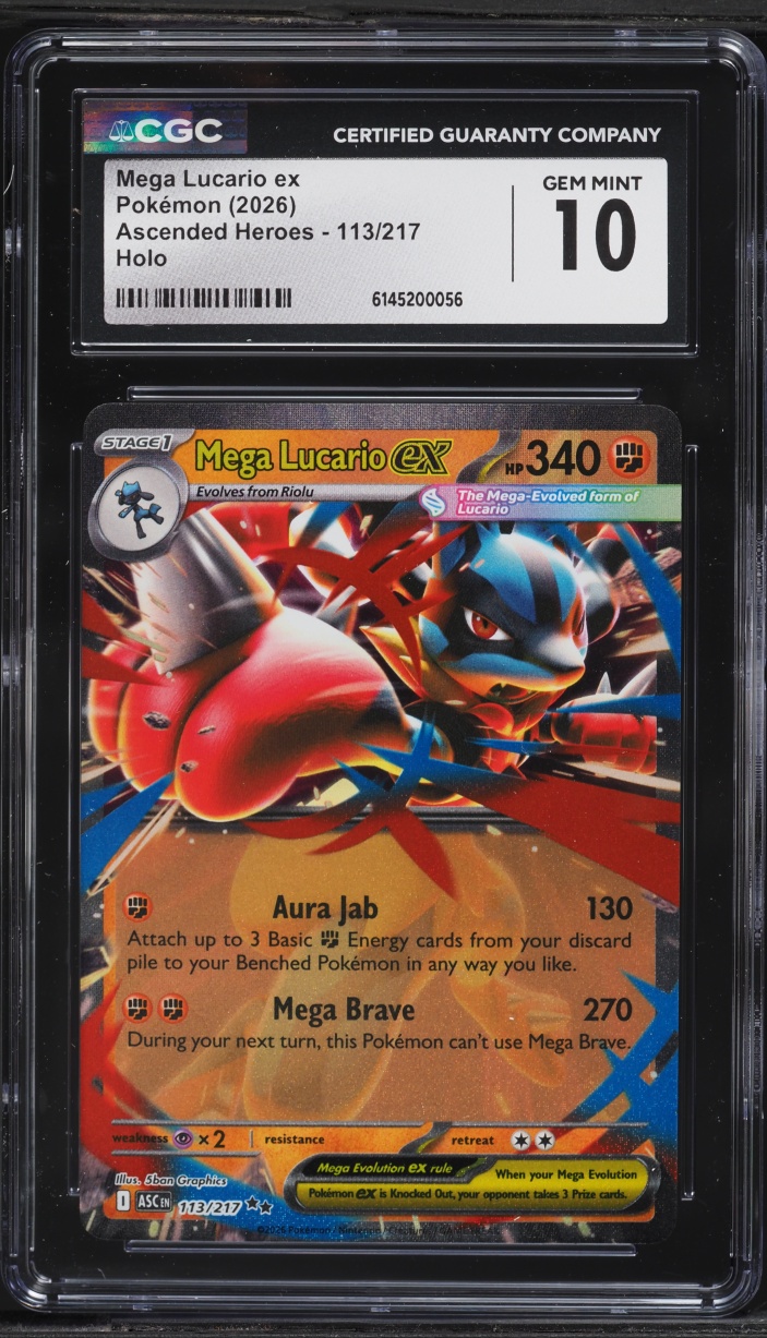 2026 Pokemon Mega Evolution Ascended Heroes Holo Mega Lucario ex #113 CGC 10 GEM MINT