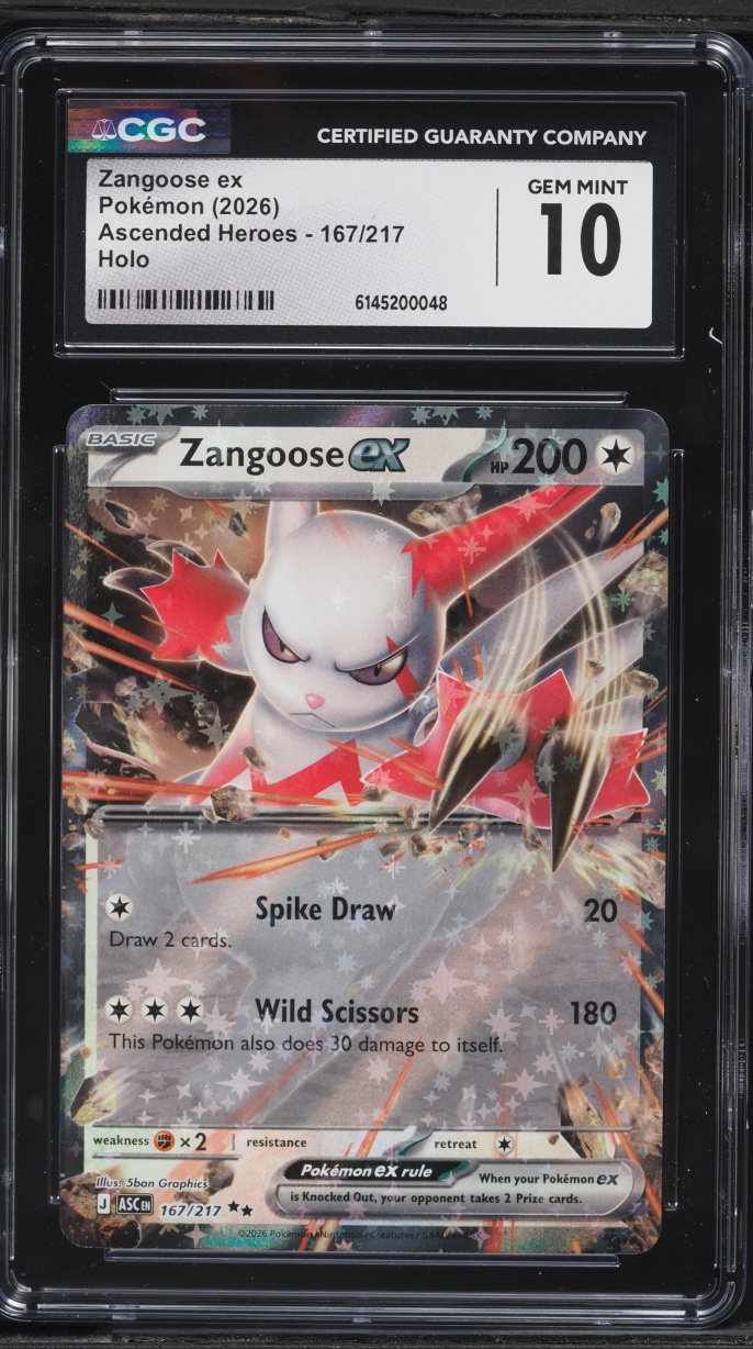 2026 Pokemon Mega Evolution Ascended Heroes Holo Zangoose ex #167 CGC 10 GEM MINT