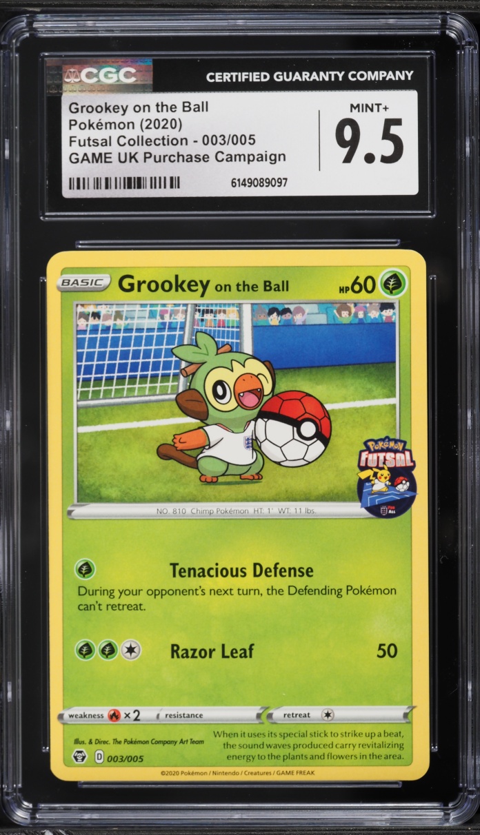 2020 Pokemon SWSH Futsal Collection Game UK Purchase Grookey On The Ball #3 CGC 9.5 MINT+